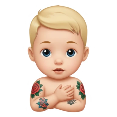 baby with tattoo sticker