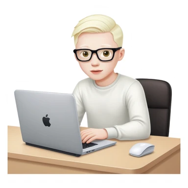 albino youtuber on laptop with desk sticker