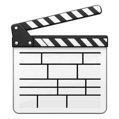 movie clapperboard with geometric outline, precise thin black lines and only one diagonal line crossing through, clean minimalist design sticker