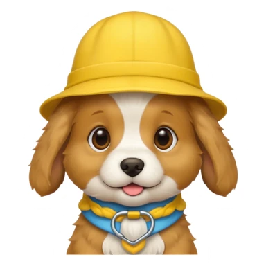 puppy dog with hat yellow sticker
