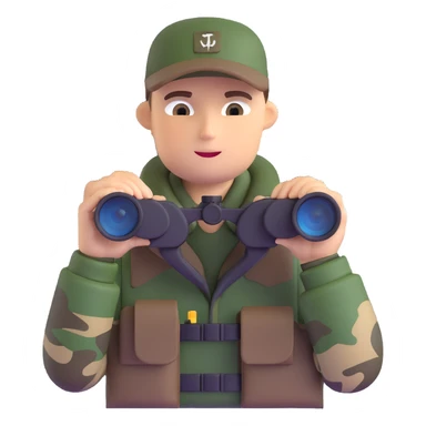 hunter with binoculars and camouflage sticker