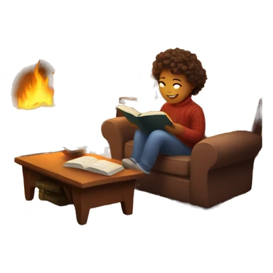 Cozy fireplace reading book sticker