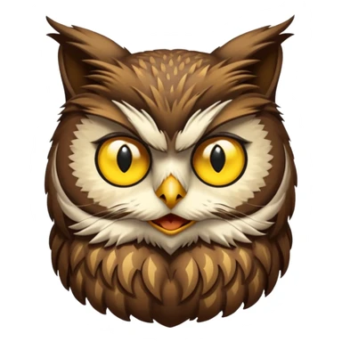 A owl with a cat head sticker