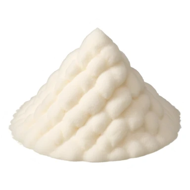 small translucent pile of fine off-white powder with a light fluffy texture, gently mounded or slightly scattered, very fine matte grains resembling starch or gelatin substitute, no spoon bowl or extras, soft lighting, subtle shadows, emoji scale sticker