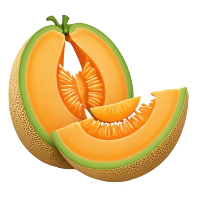 a cantaloupe cut in half, simple, clear sticker