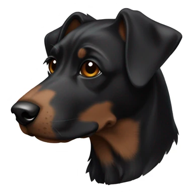 A black dog with brown and white details sticker