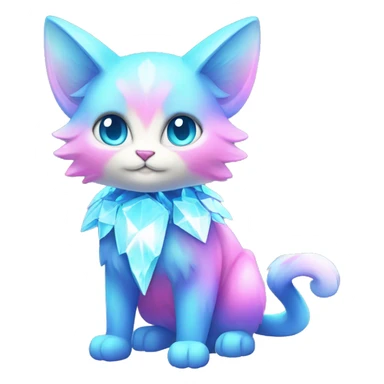Shiny Pink-Blue-gradient Diamond-Fairy-type-Fakémon-Cat full body sticker