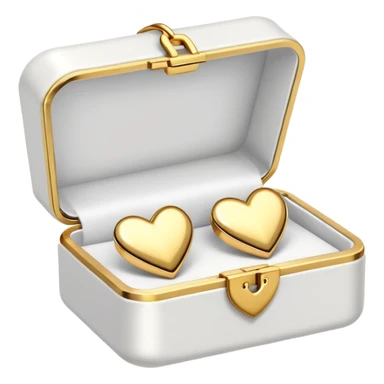 Gold heart earrings in a box opened to the right side sticker