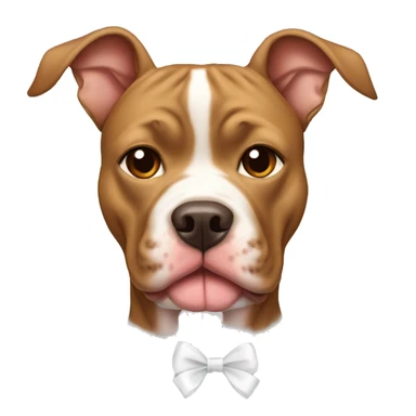 Light brown pitbull with ears cut and bows sticker