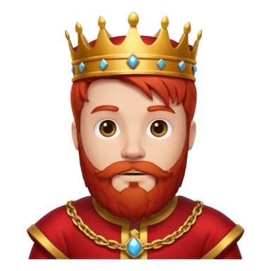 bearded king with no crown and red outfit red hair sticker