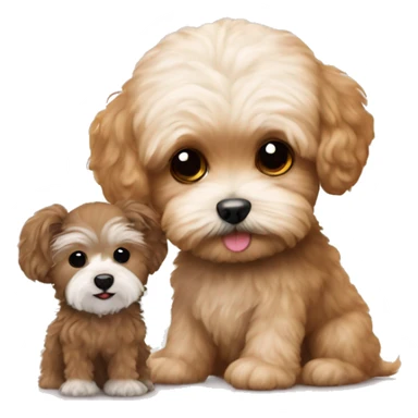 Maltipoo with a small monkey sticker