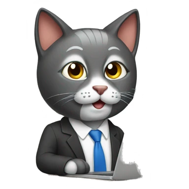 Cat office worker with laptop sticker