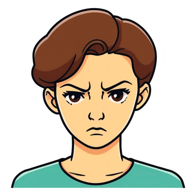 Woman brown hair being angry sticker