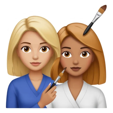 Woman coloring a hair off ohter woman sticker