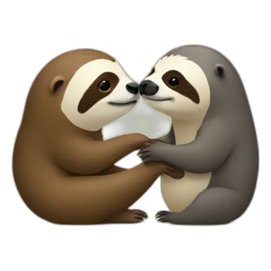 sloth and otter kissing sticker