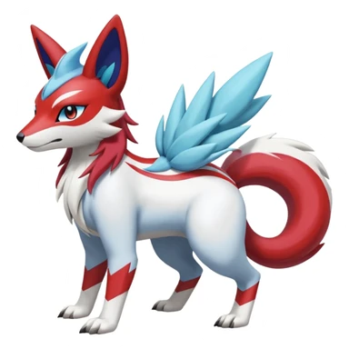 WereGarurumon-Suicune-Linoone-Meloetta-Renamon-Zangoose-fusion-hybrid-creature (full body) sticker