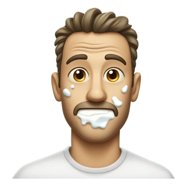 man with milk on his face  sticker