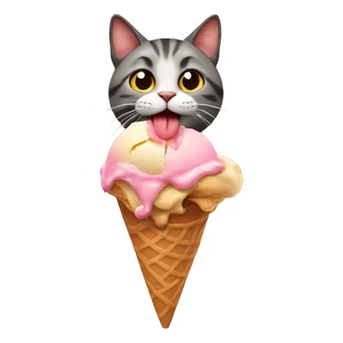 The cat emoji eating an ice cream cone sticker