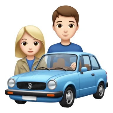 car and girl and boy sticker