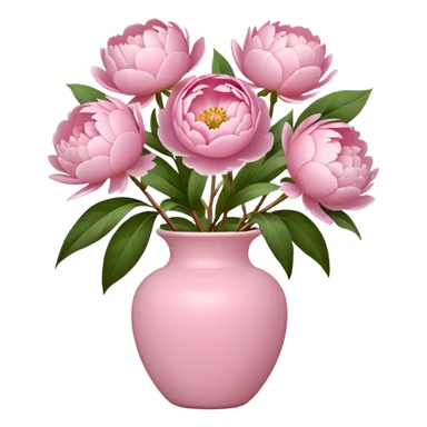 light pink peonies in a light pink vase, apple emoji style, variation 4 sticker