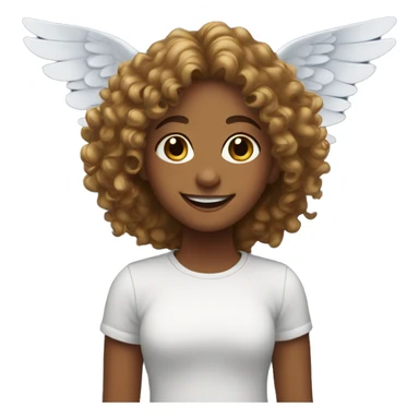 Girl smiling with wings and curly hair sticker
