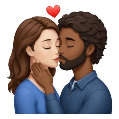 White woman with brown hair with eyes closed kissing the forehead of brown man with black wavy hair (has a a beard with his eyes closed too) sticker