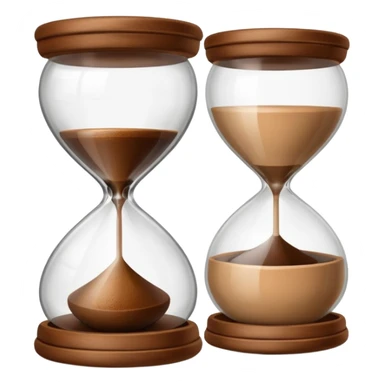 hourglass next to a coffee cup sticker