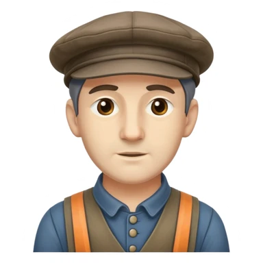 Highly detailed 19th century English factory worker with weathered face, detailed period-accurate clothing, flat cap, and realistic facial features sticker