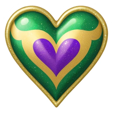 Gold, purple and green glitter Mardi Gras heart sticker