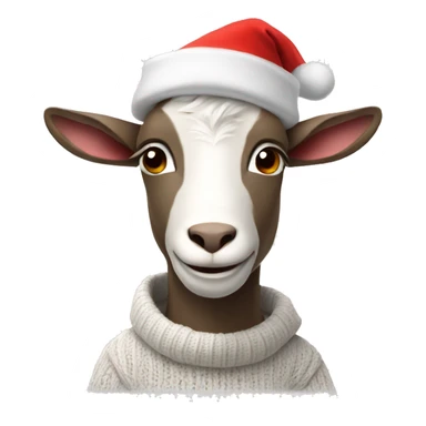 goat wearing a sweater and a santa hat sticker