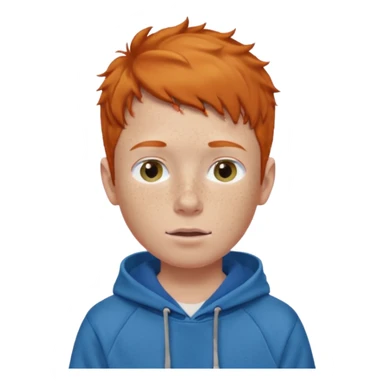 ginger with freckles boy blue hoodie short sleeves camera on head sticker
