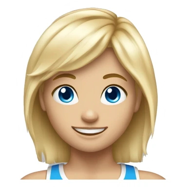 blonde muscular gym girl with blue eyes, fringe and sweet smile sticker