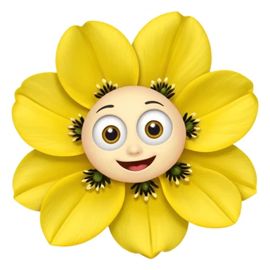 five leaved yellow anemone eyes mouth sticker