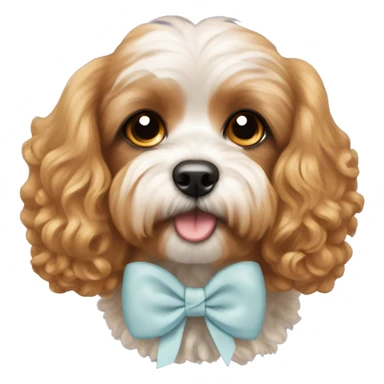 cavapoo with a hair bow sticker
