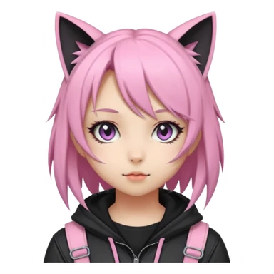 Edgy Kawaii Cute Cool Pastel Cartoon Beautiful Elegant Pretty Anime Punk Techwear Gothic Catgirl sticker
