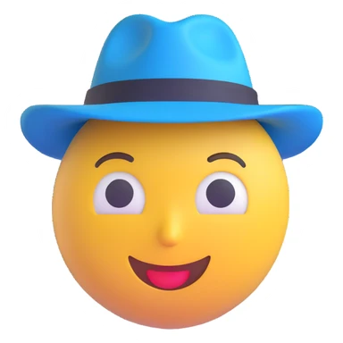 emoji head in blue panama hat sticker