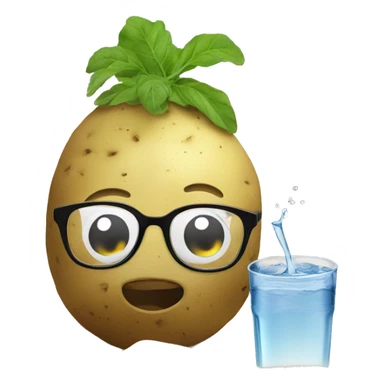 potato with glasses drinking water on a beach  sticker