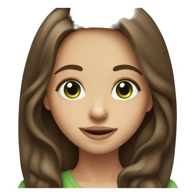 girl with green eyes and long brown hair with big lips and smile sticker