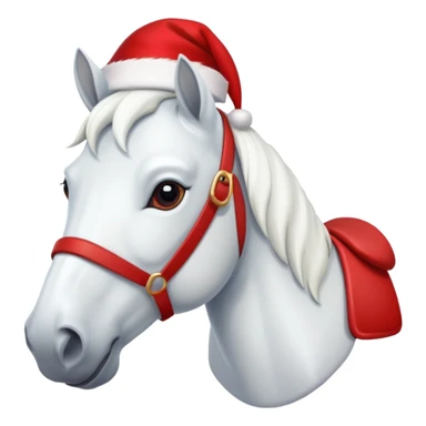 christmas new year's white horse with a red saddle sticker