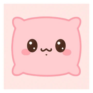 kawaii style pink pillow with a stupid, sleepy face sticker
