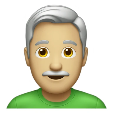 grey guy in a green 5-point-star sticker