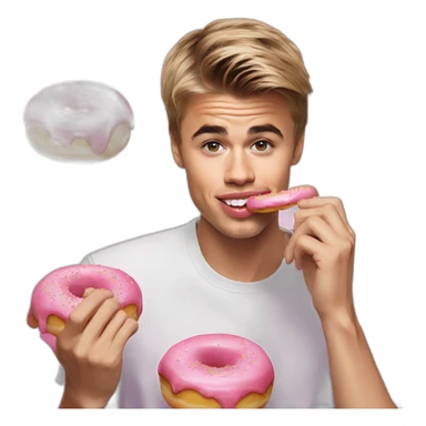 Justin Bieber eating pink donuts  sticker
