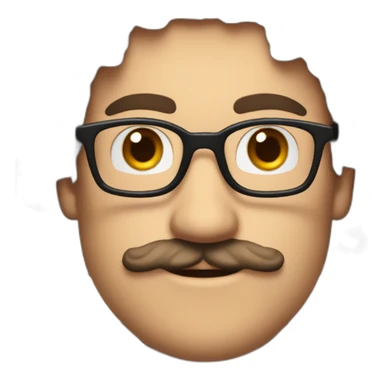 White man with brown eyes and curly hair and moustache wearing a glasses and a suit Mario bros sticker