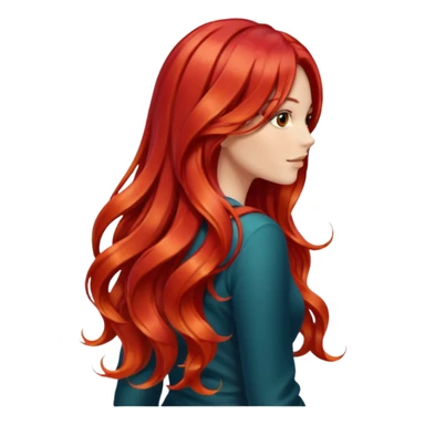 back view of long red hair sticker