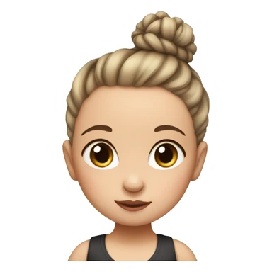 Baby girl with her hair tied up in a bun and she has white skin sticker