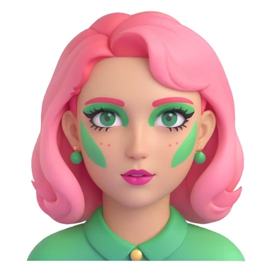 an excited woman with blond and pink hair and green make up sticker