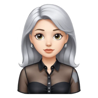 Realistic womens black sheer blouse, silver buttons
 sticker