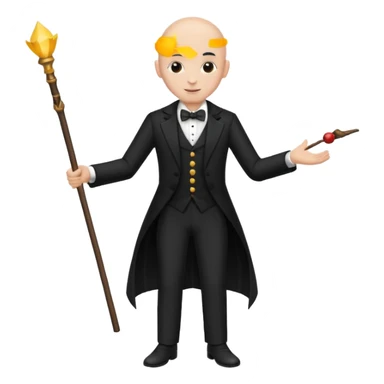 magician with stick   bald  sticker