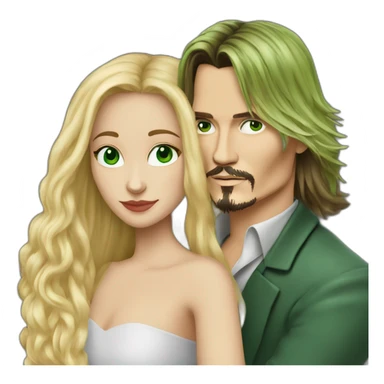 Johnny Depp hug blond woman with green eyes amd very very very long hair sticker
