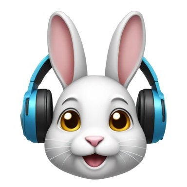 A rabbit is wearing headphones sticker